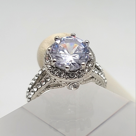Cubic Zirconia Wedding or Cocktail Ring S925 Silver Plated - Picture 4 of 14